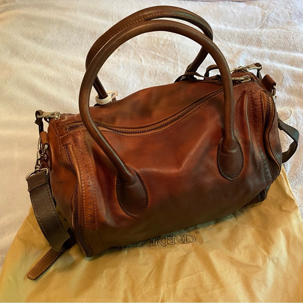 Old Trend hand painted ombre satchel in dark brown